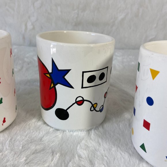 Set of 4 Geometric shape all over print mugs Brazil Star Moon Cats Geo Shapes - Picture 13 of 15